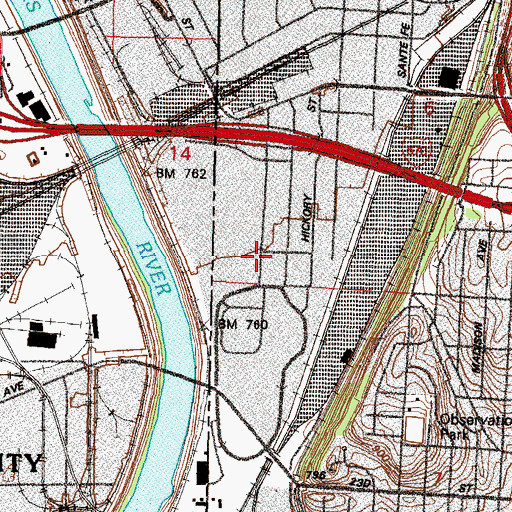Topographic Map of Kansas City Stockyards Post Office, MO