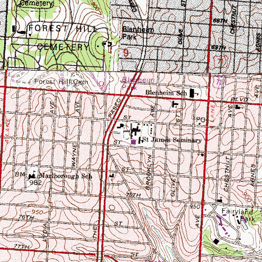 Topographic Map of Academy of Kansas City, MO