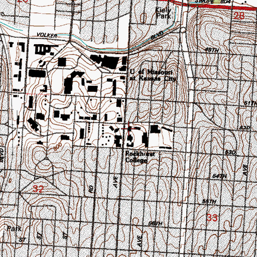 Topographic Map of Brookside Charter School (historical), MO
