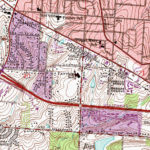 Topographic Map of C R Anderson Alternative High School, MO