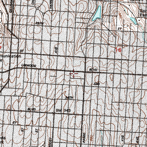 Topographic Map of Faxon Elementary School, MO