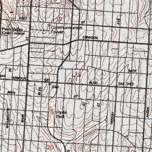 Topographic Map of George B Longan Elementary School, MO