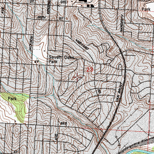 Topographic Map of George Melcher Elementary School, MO