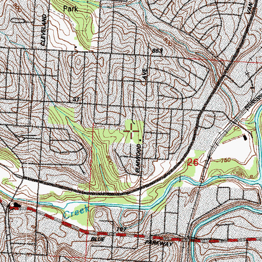 Topographic Map of George Washington Carver Elementary School, MO