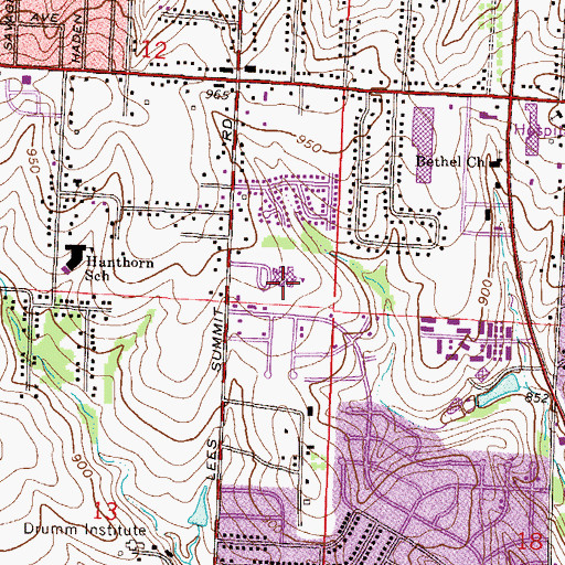 Topographic Map of Glendale Elementary School, MO