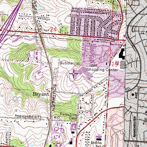 Topographic Map of Hickman Mills Junior High School, MO