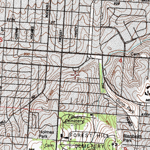 Topographic Map of Hogan Preparatory Academy, MO