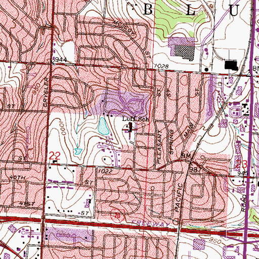 Topographic Map of John W Luff Elementary School, MO