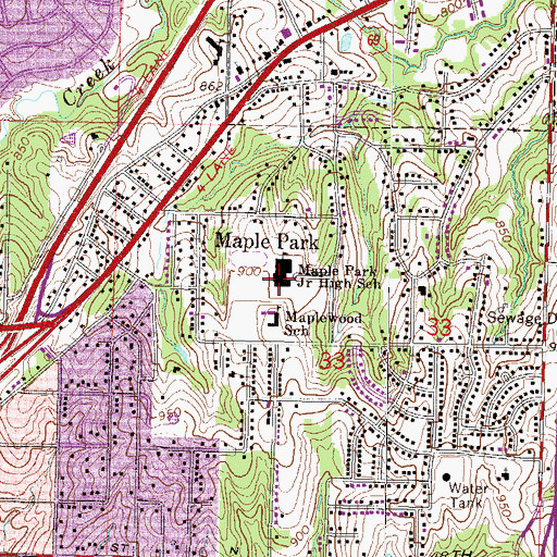 Topographic Map of Maple Park Middle School, MO