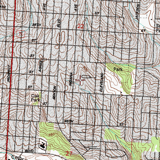 Topographic Map of Martin Luther King Elementary School, MO