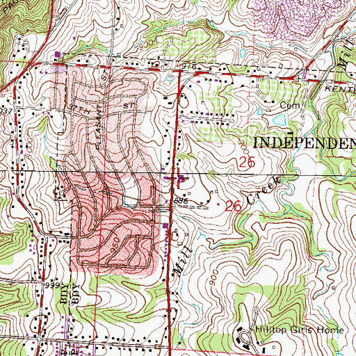 Topographic Map of Mill Creek Elementary School, MO