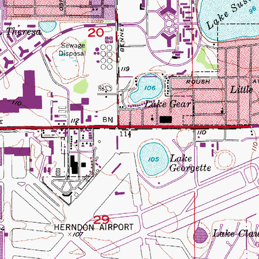 Topographic Map of Herndon Branch Orange County Public Library, FL