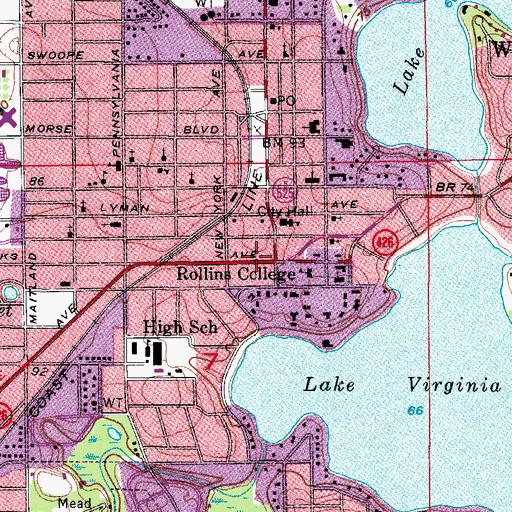 Topographic Map of Lawrence Center, FL