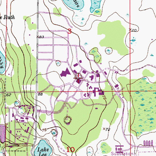 Topographic Map of Millican Hall, FL