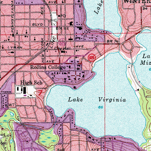 Topographic Map of Mills Memorial Hall, FL