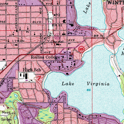 Topographic Map of Orlando Hall, FL