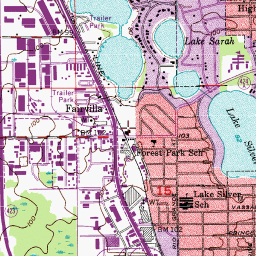 Topographic Map of West Oaks Branch Orange County Public Library, FL