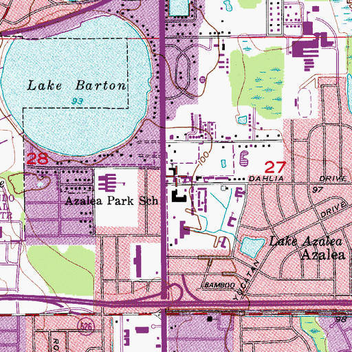 Topographic Map of Azalea Park Baptist Church, FL