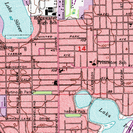 Topographic Map of College Park United Methodist Church, FL