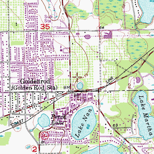 Topographic Map of Goldenrod Groves Shopping Center, FL