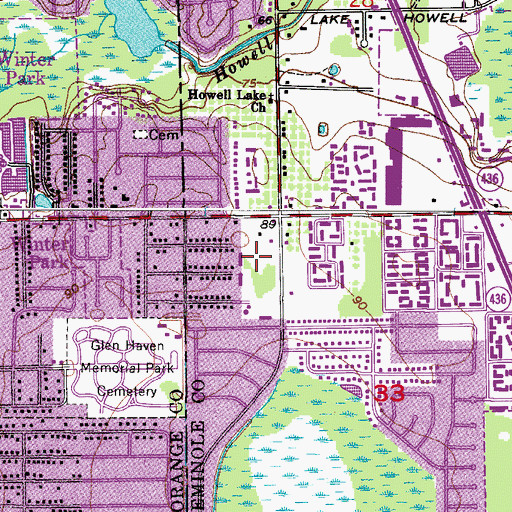 Topographic Map of Lake Howell Plaza Shopping Center, FL