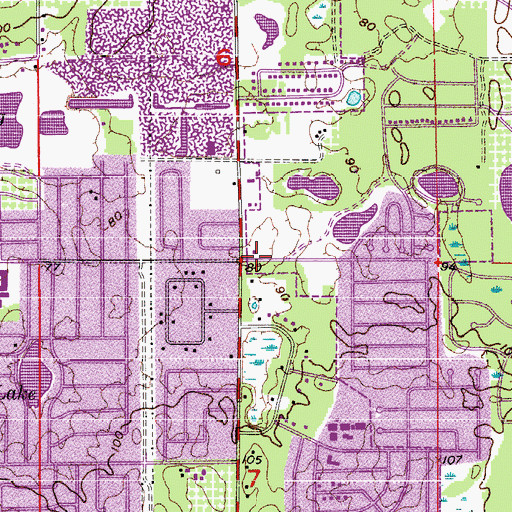 Topographic Map of Rosemont Village Shoppes Shopping Center, FL