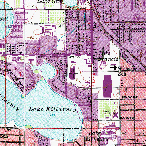 Topographic Map of The Center of Winter Park Shopping Center, FL