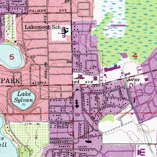 Topographic Map of Winter Park Corner Shopping Center, FL