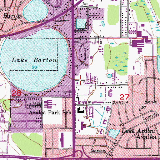 Topographic Map of Azalea Park Post Office, FL