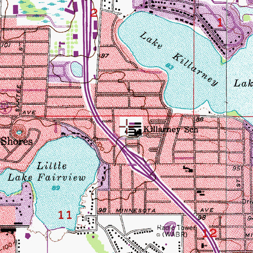 Topographic Map of Killarney Elementary School, FL