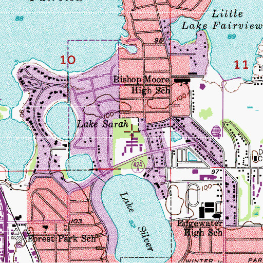 Topographic Map of Lee Middle School, FL