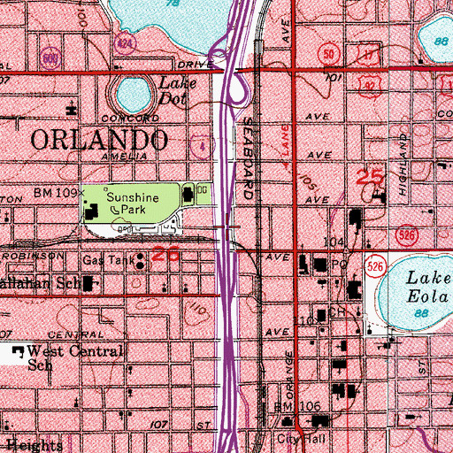 Topographic Map of Interchange 83B, FL