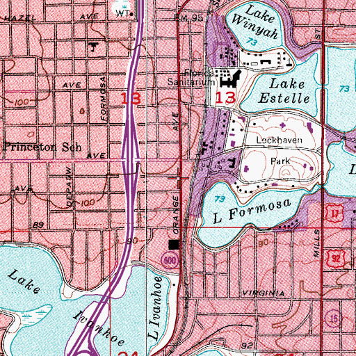 Topographic Map of Orlando Surgery Center, FL