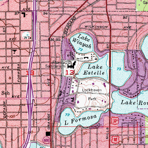 Topographic Map of Walt Disney Memorial Cancer Institute, FL