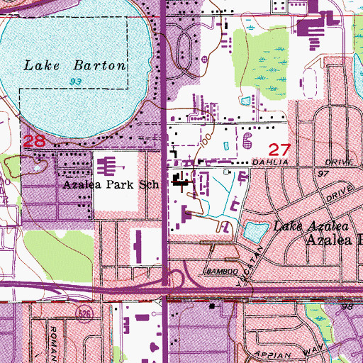 Topographic Map of Azalea Park Shopping Center, FL