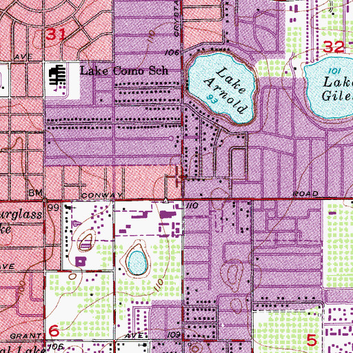 Topographic Map of Dover Shopping Center, FL