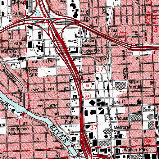 Topographic Map of Interchange 3B, FL