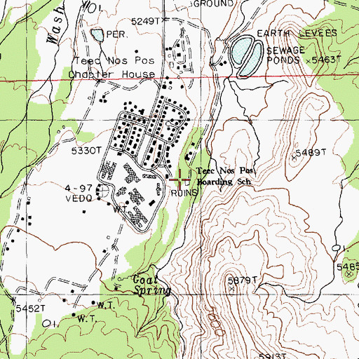 Topographic Map of Carrizo Mission School, AZ