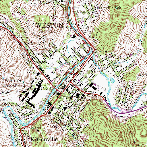 Topographic Map of Lewis County Christian School, WV
