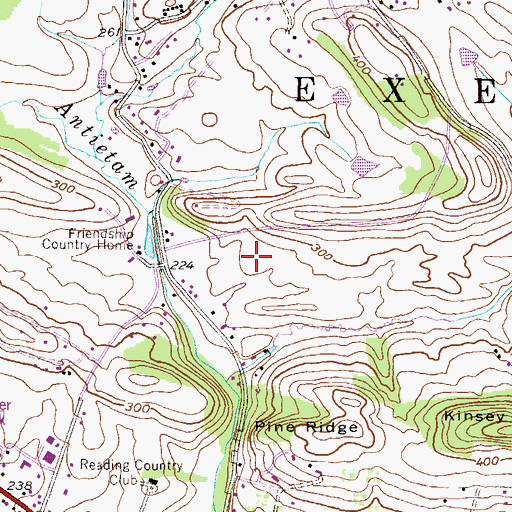 Topographic Map of Exeter Village, PA