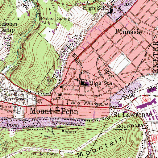Topographic Map of Faith Lutheran Church, PA