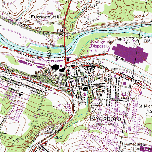Topographic Map of First Baptist Church, PA