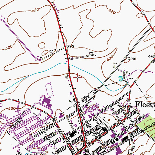 Topographic Map of Fleetwood Bible Church, PA