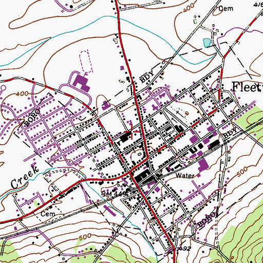 Topographic Map of Fleetwood Borough Hall, PA