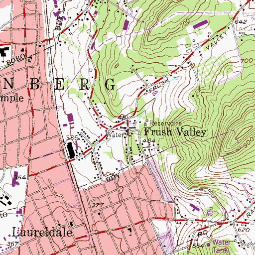 Topographic Map of Frush Valley Tank, PA