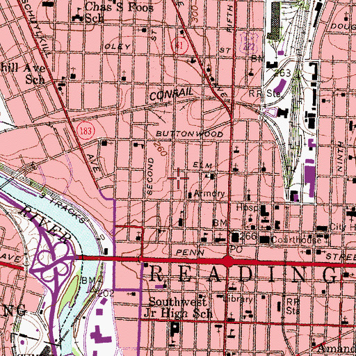 Topographic Map of George Washington Carver American Legion Post 962, PA