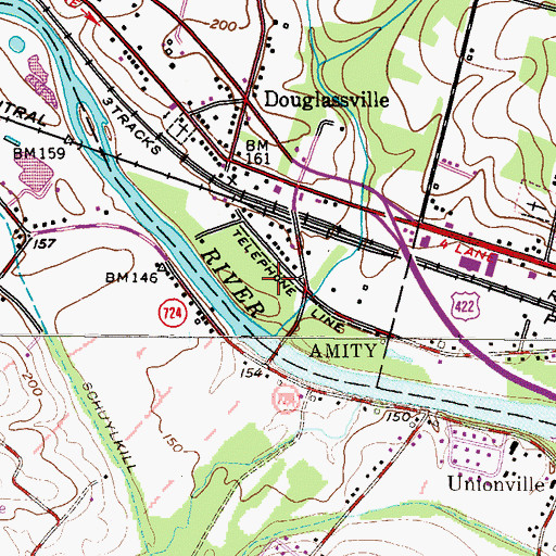 Topographic Map of Amity Township Sewage Treatment Plant, PA