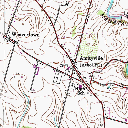 Topographic Map of Amityville Community Park, PA