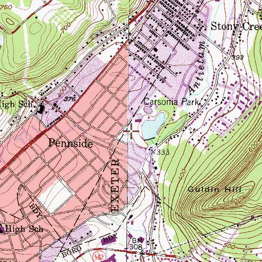 Topographic Map of Antietam Valley Recreation and Community Center, PA