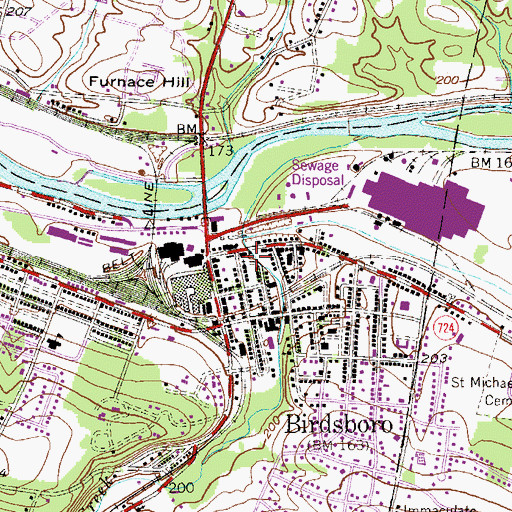 Topographic Map of Birdsboro Borough Hall, PA
